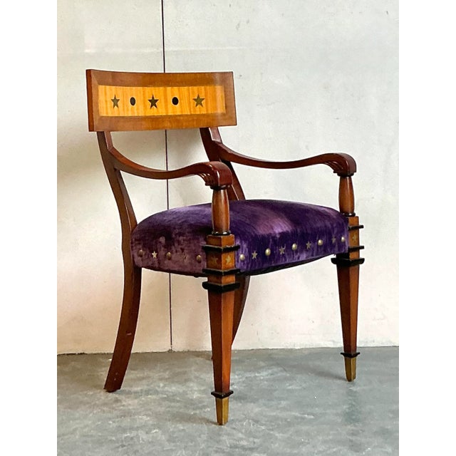 Hollywood Regency Vintage Regency Goralnik and Buchanan Empire Arm Chair For Sale - Image 3 of 6