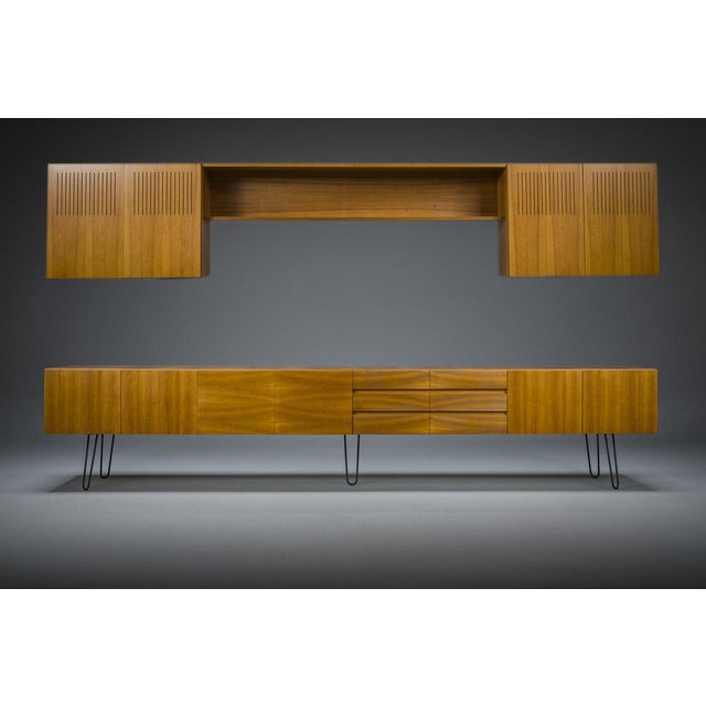 Mid-Century Wall Unit Cabinet and Sideboard in Walunt, 1970s, Set of 2 For Sale - Image 17 of 17