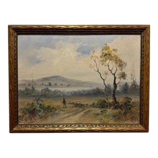Early 1900s Oil Painting of French Countryside by Eugene La Foret For Sale