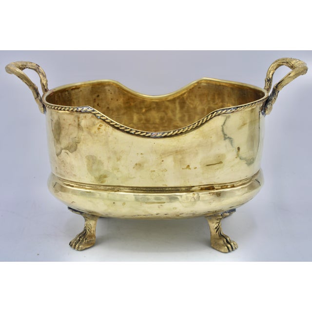 Mid Century Brass Cachepot Planter For Sale - Image 9 of 11