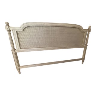 French Style White Caned King Sized Headboard For Sale