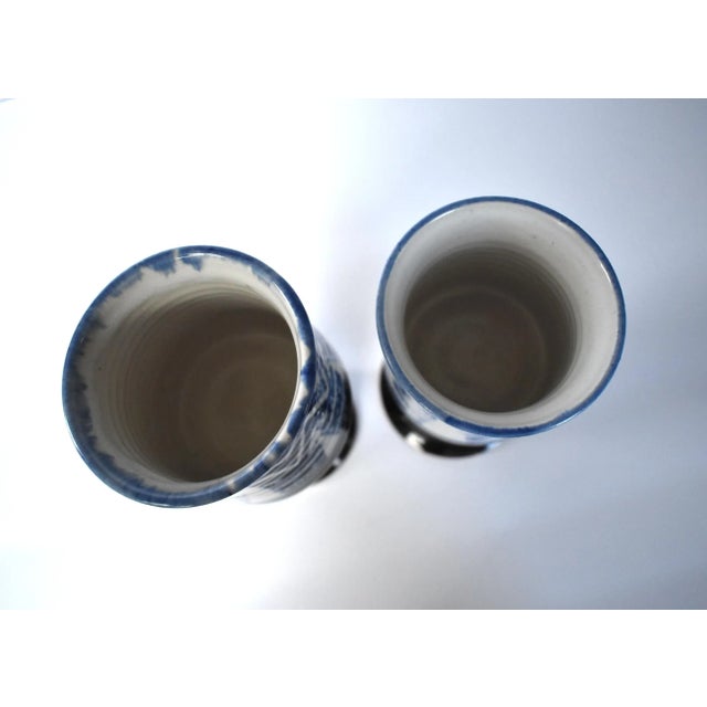 Early 21st Century Pair of His & Hers Art Pottery Ceramic Goblets For Sale - Image 5 of 8