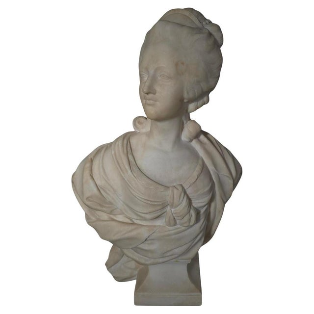 European Artist, Bust of Marie Antoinette, 1870, Marble For Sale - Image 14 of 14