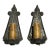 Pair of Antique c.1920’s Art’s & Crafts / Spanish Revival Hammered Iron With Fleur-De-Lis Motif Wall Sconces With Original Candle Sleeve Socket Covers For Sale