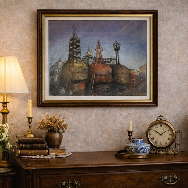 Catul Bogdan, La Cazane (Industrial Harbor Scene), Pastel on Paper, 1970s, Framed For Sale - Image 3 of 7