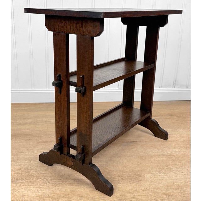 Arts & Crafts Antique Roycroft Arts & Crafts Little Journeys Quartersawn Oak Bookshelf For Sale - Image 3 of 10