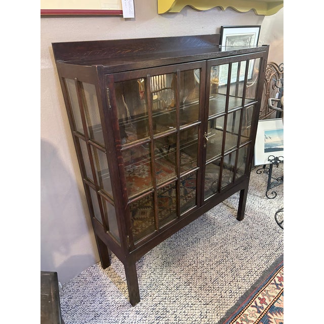 Mission Style Vintage Display Cabinet For Sale - Image 10 of 11