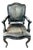 Black Faux Crocodile & Glossy Black Louis XV Style Armchair For Sale