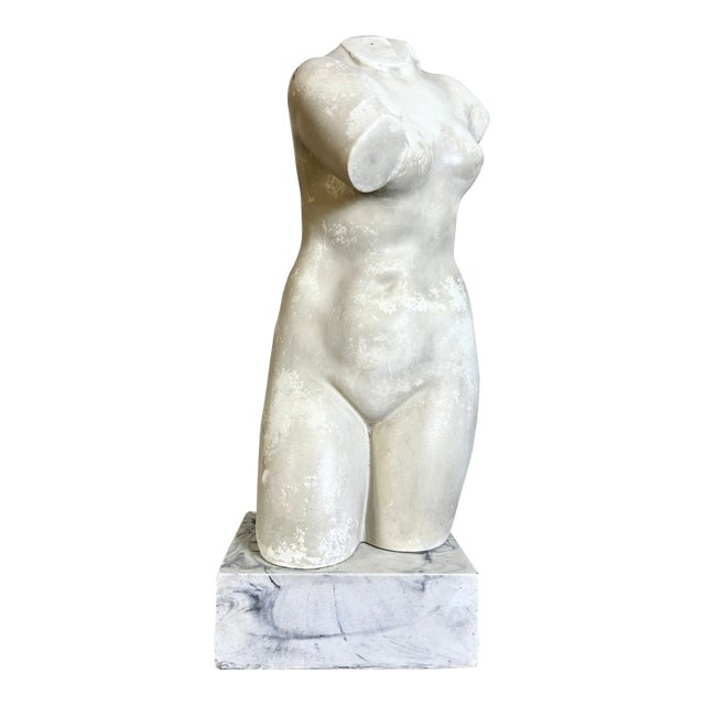 Signed 1955 Marble Female Torso Sculpture Attributed to Alva Studios, Mid-Century Modern For Sale