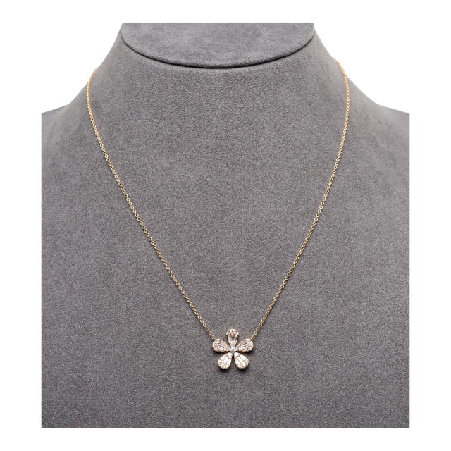 Rocks With Soul Baguette Diamond Flower Necklace For Sale