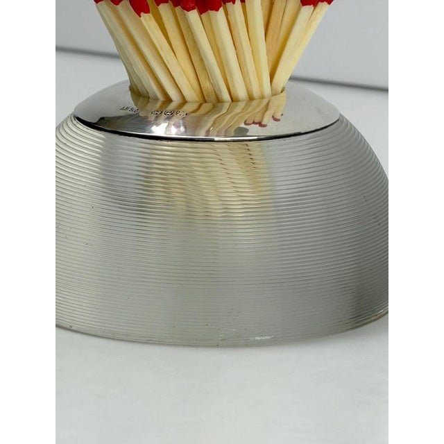 Victorian Ribbed Glass Match Striker with Sterling Silver Collar, 1899 For Sale - Image 3 of 11