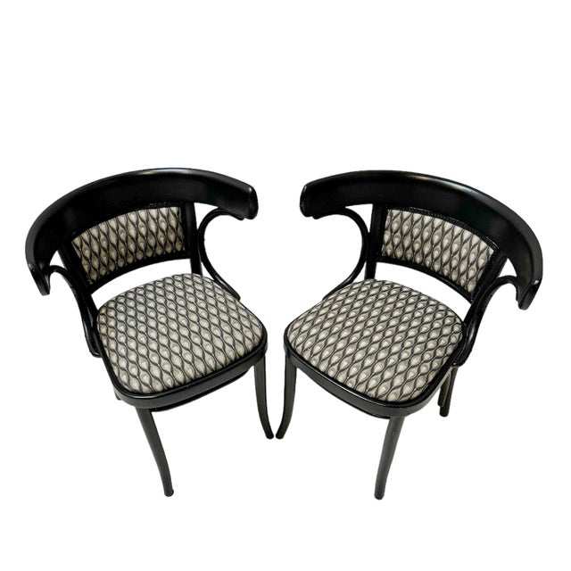 Black Vienna Secession Black Lacquered Armchairs from Thonet, 1920s, Set of 6 For Sale - Image 8 of 15