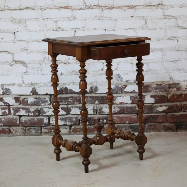 19th Century French Walnut Small Turned Leg Table For Sale - Image 4 of 6