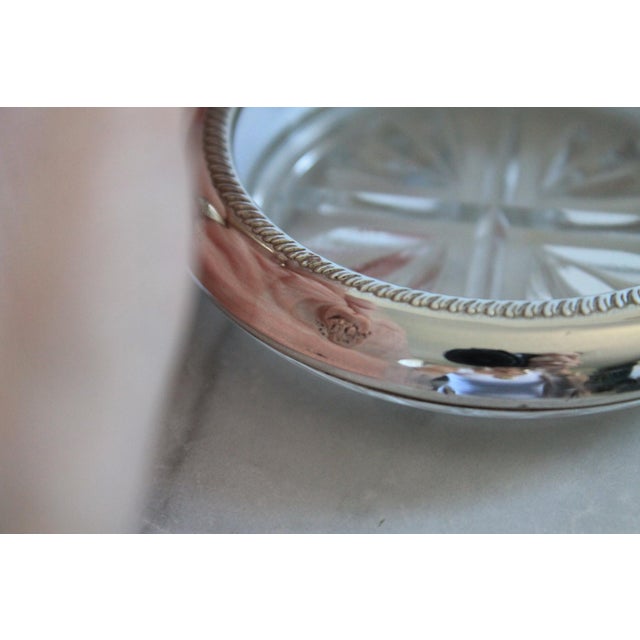 Silver Vintage B. Rogers Sterling Silver & Glass Coasters S/6 For Sale - Image 8 of 12