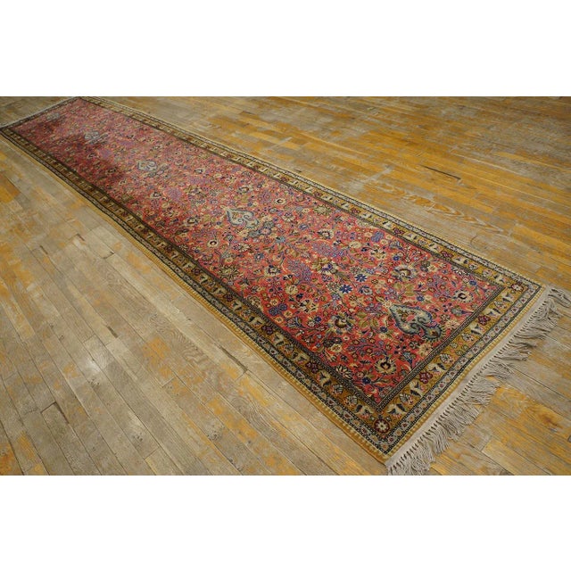 Antique Persian Tabriz Rug, Size: 2'10" x 13'3" Vintage Qum Persian Knotted Rug, Circa Date: 1960s. This exceptional piece...