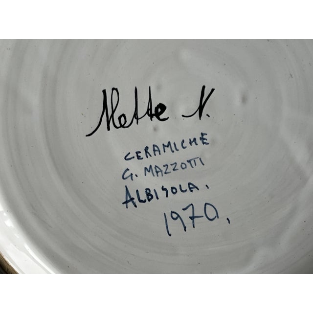 ceramic plate G. Mazzotti, Albisola. signed and made in 1970. hand painted with a diameter of 37.5 cm. and a height of 4...