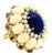 Italian 18k Gold Lapis, Coral, Ruby & Diamond Cocktail Ring, 1970s, Size 7 For Sale