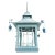 Vintage Double Pagoda Blue Three Light Chandelier For Sale