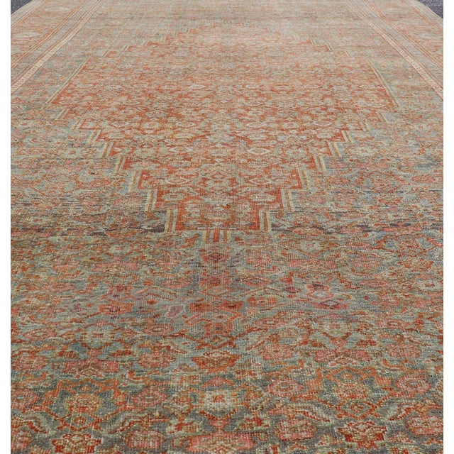Antique Persian Bidjar Rug in Herati Design With Medallion in Soft Muted Colors For Sale In Atlanta - Image 6 of 15