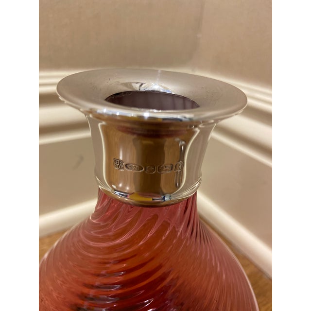 Late 20th Century Late 20th Century Sterling and Glass Ruby Red Decanter For Sale - Image 5 of 9