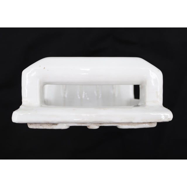 Reclaimed White Ceramic Bathroom Soap Dish With Handle For Sale - Image 6 of 8