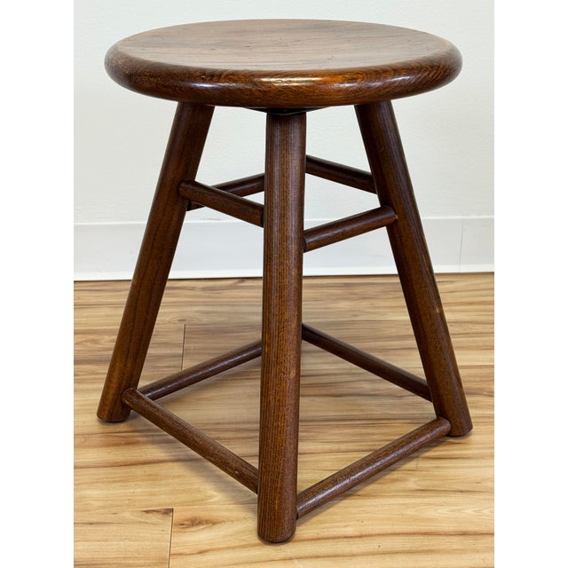Mid 20th Century Vintage Round Swivel Top Wooden Stool For Sale - Image 5 of 10