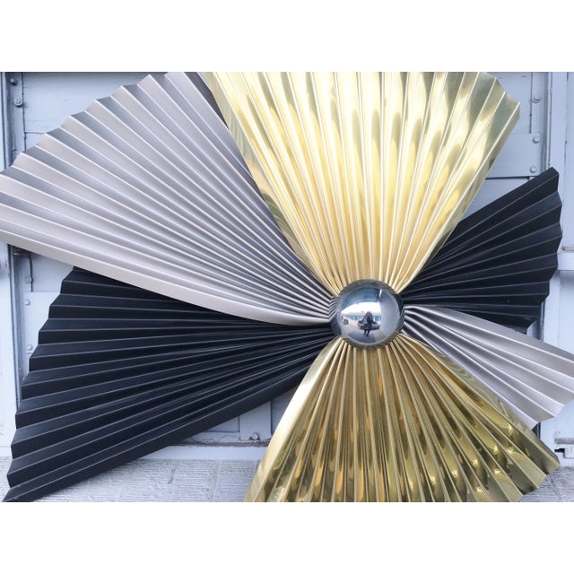 Mid-Century C Jere Abstract Pleated Metal Wall Sculpture Art For Sale In Denver - Image 6 of 9