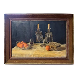 1960s Still Life Oil Painting in Antique Frame For Sale