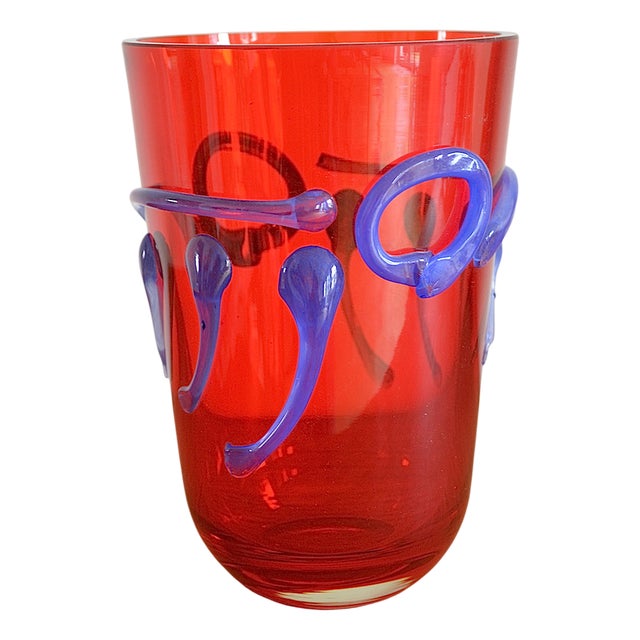 Large Italian Murano Glass Vase, 1970s For Sale