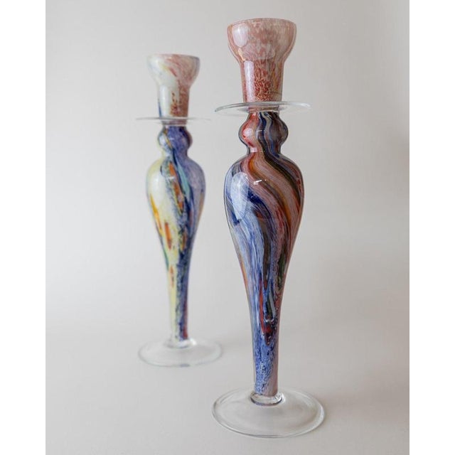 Vintage Italian Murano Glass Candleholders, 1980s, Set of 2 For Sale - Image 9 of 13
