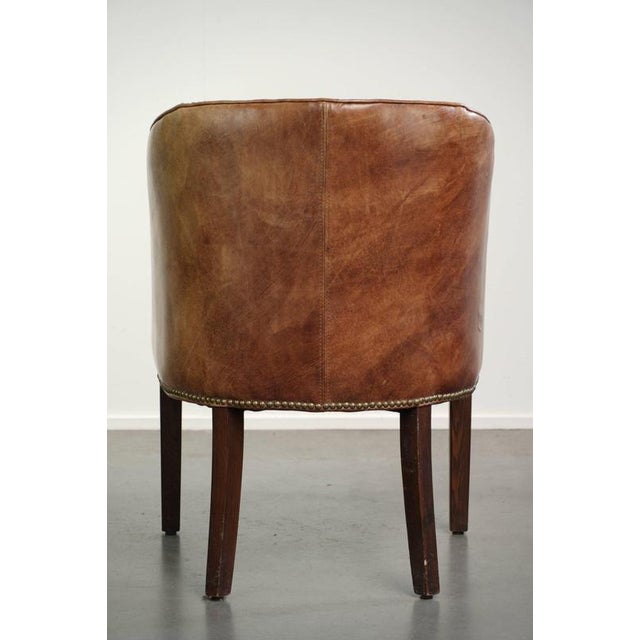 Desk Chair In Cognac-colored Cowhide Leather For Sale - Image 4 of 12