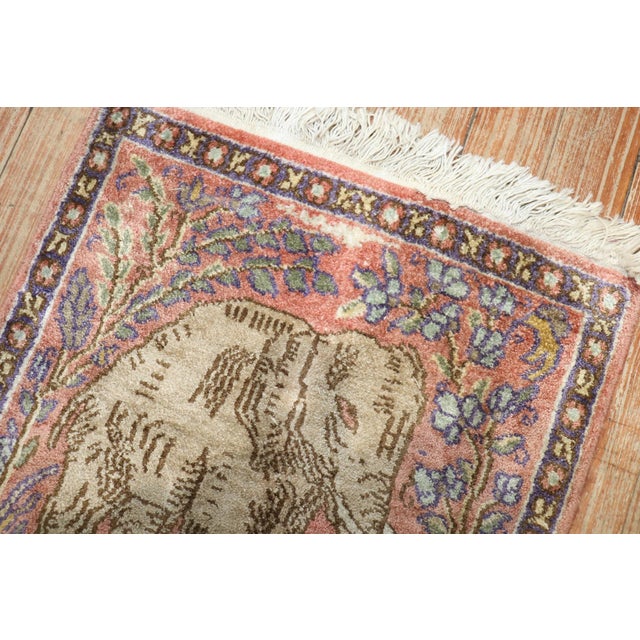 late 20th Century Turkish Rug depicting an elephant on a pink field