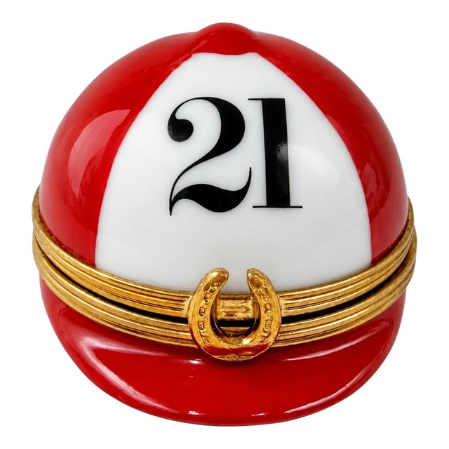 Vintage the 21 Club Nyc Restaurant Equestrian Jockey Cap Trinket Box For Sale