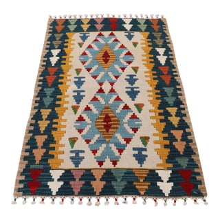 1980s Rustic Blue Handmade Ethnic Rug For Sale