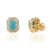 Metal 14k Yellow Gold 1.34ct Turquoise Cabochon Diamond Double Halo Stud Earrings- A Pair For Sale - Image 7 of 15