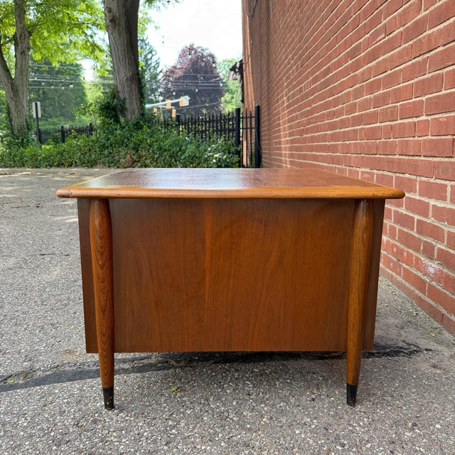 Brown Mid Century Modern Inlaid “Bow-Tie” Attributed Lane Acclaim End Table With Double Doors by Andre Bus, 1960s For Sale - Image 8 of 12