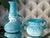 Vintage Greek-Style Italian-Style Blue Textured “Seguso Scavo”-Style Art Glass Vases Includes: Two (2) vases Tall Vase...