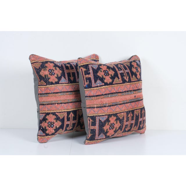 Mid-Century Modern Turkish Carpet Rug Cushion Cover - a Pair 20'' X 20'' For Sale - Image 3 of 4