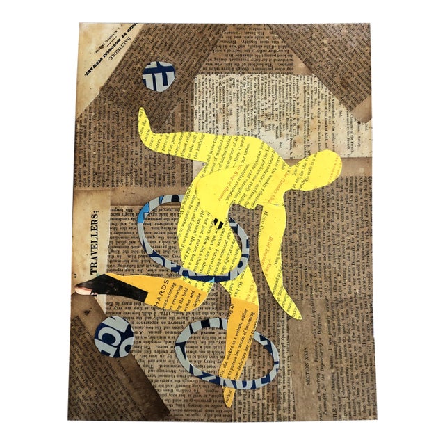 Contemporary Original Wayne Cunningham Abstract “Running Man “ Collage Signed For Sale