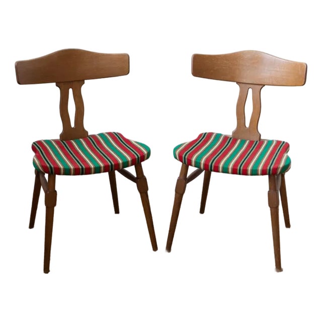 Henning Kjaernulf Attributed Oak and Wood Dining Chairs - A Pair For Sale