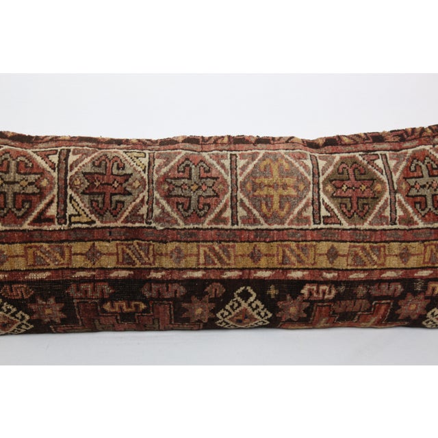 Mid 20th Century Antique Caucasian Tribal Handwoven Wool Lumbar Pillow Cuhion -16'' X 42'' For Sale - Image 5 of 13