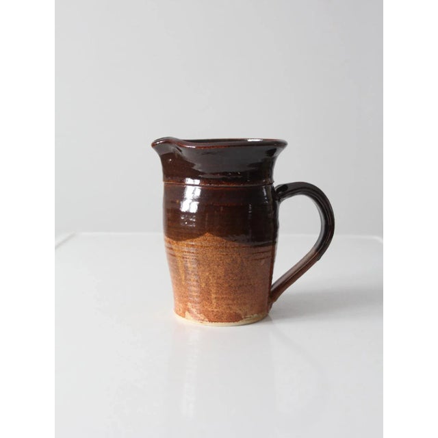 Brown Vintage Studio Pottery Pitcher For Sale - Image 8 of 11