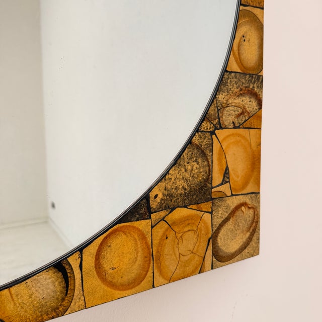 Mid-Century German Gilt Wood Mosaic Mirror attributed to Berthold Müller, 1960s For Sale - Image 6 of 7