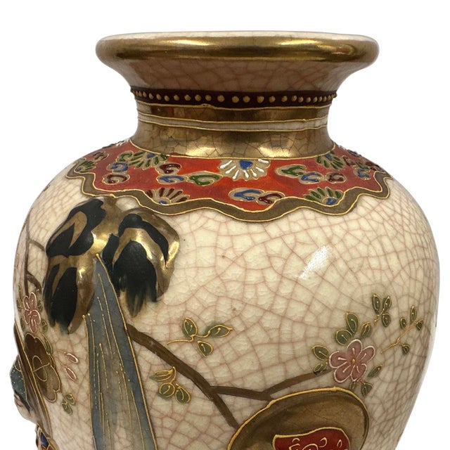 Antique Japanese Meiji Period Satsuma Earthenware Vase For Sale - Image 12 of 18