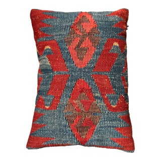 Multicolor Tribal Accent Pillow Made From 19th Century Handwoven Wool Ghashghai Kilim Rug For Sale