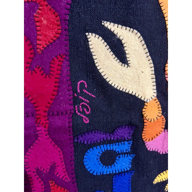 Early 20th Century Kopel Gurwin, Wool Felt Applique Israeli Folk Art Signed Tapestry Kopel Gurwin Bezalel School For Sale In Miami - Image 6 of 7