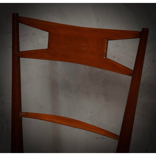 Mid-Century Modern Italian Walnut Wood, White and Bronze & Velvet Chair, 1950s For Sale - Image 3 of 8