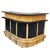 This restored dry bar showcases a distinctive stacked rattan design with a polished mahogany frame with rattan pole...