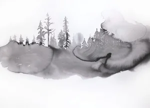 "Fog No. 5" Contemporary Original Abstract Ink Painting by Elizabeth Becker