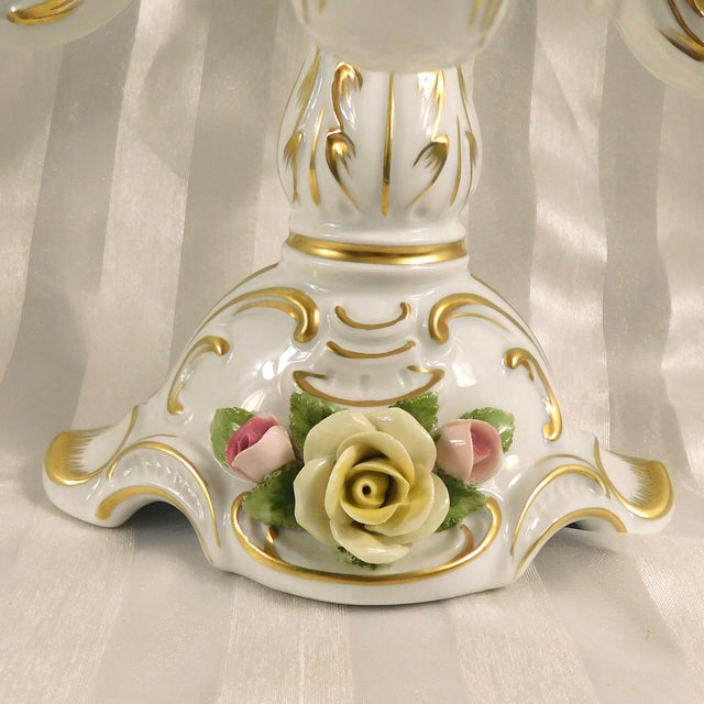 1930s Alboth and Kaiser Five Candle Candelabra With Dimensional Flowers # 26745 For Sale - Image 14 of 17